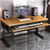 Generic Scrivania regolabile per computer da ufficio con gestione dei cavi e vassoio per tastiera, ideale per banco da lavoro, pianoforte elettronico e studio di produzione musicale