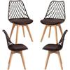 Regalos Miguel - Set di 4 sedie Mima Marroni, per sala da pranzo e cucina, stile nordico, struttura in polipropilene, seduta imbottita in similpelle e gambe in legno di faggio