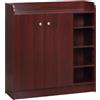 HOMCOM Scarpiera Ingresso 4 Ripiani Aperti 83x30x90 cm Caffè | Scarpiera Armadio Multiuso, Armadietto a 2 Ante, Ripiani Regolabili, Porta Scarpe Salvaspazio per 12 Paia