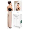 Shally Dogan Mobile da Bagno Indipendente Completo di Specchio, Modello Pisa, Lavabo Ceramica e Rubinetteria Inclusi, Mobiletto da Terra con 2 Ante e Maniglie Ergonomiche, 52,5 × 31 × 88,5 cm