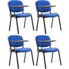 CLP Set Di 4 Sedie Ken In Tessuto Con Tavolo Pieghevole I Sedile Imbottito | Colore blu