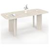 IDMarket - Tavolo da pranzo allungabile rettangolare arrotondato nasturzio | 160-200 cm 6-10 persone con 4 piedi design arrotondato colore travertino