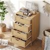 KOOPMAD Cassettiera camera da letto con 4 cassetti, mobile portaoggetti scandinavo, moderno armadio in rattan, gambe in legno massello, 55 x 39,8 x 95 cm, cassettiera per camera da letto, soggiorno o