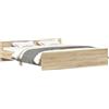 WDGJJFECNMUEHI Legno multistrato resistente con testiera e pediera Sonoma 160x200 cm | Giroletto con Testiera e Pediera Rovere Sonoma 160x200 cm Letto Basso in Legno con Doghe per Camera da Letto, Struttura