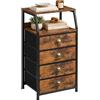 Relaxdays Cassettiera in metallo e MDF, 4 cassetti in tessuto, camera | marrone/nero, HxLxP: 84,5x40x29 cm, ingresso