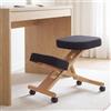 Mendler Sedia sgabello pouf posturale ergonomica con ruote altezza regolabile HWC-Q46 stoffa/tessuto (200 g/m²) legno - nero