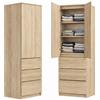 BDW - Armadio stretto - Armadio con cassetti - Larghezza 50 cm, altezza 180,5 cm - Armadio contenitivo, armadio multiuso per camera da letto, corridoio - DONALD Rovere Sonoma