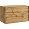 Badplaats B.V. Badplaats Mali - Mobile da bagno sospeso, 80 x 46 cm, con 2 cassetti e materiale di montaggio