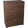 milani home - cassettiera 4 cassetti 60 x 38 x 85 cm, marrone, truciolare bilaminato, Made in Italy