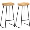 TEKGHUT Gavin - Set di 2 sgabelli da bar in legno massiccio di mango | Design retrò, fatto a mano, portata fino a 110 kg, stabile e durevole