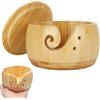 ARCPNRT Ciotola di Lana di Stoccaggio, 15 x 9,2 cm Ciotola per Filati Fatti a Mano, Ciotole per Filato con Foro, Ciotole di Filato Portatile con Copertura, per Lavori ad Ago, Uncinetto, Maglia(Colore Legno)
