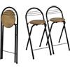 hitsuki Sgabello Alto Pieghevole con Schienale Set da 2, Sgabello da Bar Salvaspazio Effetto Legno, 61 cm