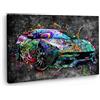 ARTEDinoi Quadro Moderno Stampa su Tela Auto sporiva Graffiti Street Art Style Canvas Dimensione 120x80x2cm