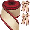 G2PLUS 10m Nastro Lino Rosso Nero,6cm Rotolo Nastri Scozzesi Natalizi | Nastri a Scacchi Plaid Nastro di Tela Con Filo di Ferro Regalo Nastri per Decorazione Natalizia Artigianato