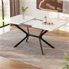 Soweiz Tavolo da pranzo allungabile bianco, 120/160 L x 80 L x 75 H (cm), gambe in metallo nero, tavolo da pranzo rettangolare, adatto per quattro a sei persone