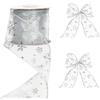 G2PLUS Nastro Natalizio,60mmx9m Nastro Organza con Fiocco Neve Argento | Nastro Regalo con Filo di Ferro per Albero Artigianato Decorazione,Confezioni Regalo