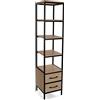VERSA Lasse Scaffale per Libri, Libreria Industriale per Sala, Ufficio, Ingresso, con 4 Ripiani e 2 cassetti, Misure (A x L x l) 180 x 40 x 80 cm, Legno e Metallo, Colore Marrone e Nero