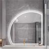 Xxbbyubo Specchio da Bagno a Mezza Luna con Illuminato Dimmerabile, Moderno Antiappannamento Specchio da Parete, LED 3 Colori Regolabile(Left,100 * 100cm)