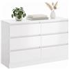 HOMCOM Cassettiera Camera da Letto 6 Cassetti Moderno, 100x35x69 cm, Bianco | Comò Camera da Letto, con Maniglie Scavate Integrate, Cassettiera Salvaspazio, per Corridoio Soggiorno Ingresso