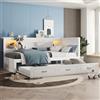 NovaFurnish Divano letto, letto giornaliero, 90 x 200 cm, con luci a LED, vano portaoggetti sul letto, letto estraibile, presa e USB, senza materasso bianco