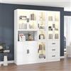 Soweiz Armadio bianco per vetrina, libreria con porte, grande credenza da cucina, armadietto di lusso con luce a LED, armadietto con ripiani per soggiorno, camera da letto (180 W x 40 D x 200 H cm)