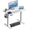 HOMCOM Scrivania Regolabile in Altezza Elettrica, 100x60 cm, Bianco | Scrivania per Computer, 3 Memorie di Altezze, Display LED, Passacavi e Ganci, Tavolo PC per Ufficio Studio Camera da Letto