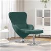 SKTQYQO Poltrona a Uovo Girevole con Pouf in Velluto Verde Scuro, Design Moderno e Comodo per Soggiorno, Telaio Cromato Robusto, Funzione Rotante e Seduta Morbida per Relax e Lettura