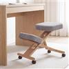 Mendler Sedia sgabello pouf posturale ergonomica con ruote altezza regolabile HWC-Q46 stoffa/tessuto (200 g/m²) legno - grigio