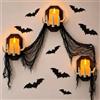 Beafaeur Set Decorazione Murale Halloween con Mani di Scheletro, Candele LED a Luce | Calda Fissa, Decorazioni Pipistrelli Halloween & Rete nera Decorativa, Addobbi Halloween Interno per Muro e Feste Autunnali