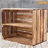 Truhenking Set di 3 scatole fiammate per scarpiera e libreria - Cassetta della frutta flamberizzata con tavola centrale longitudinale - Scatola di legno del vecchio paese - massiccia stabile -