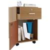 BAOCHADA Doppio cassetto, set comodino, comodino, tavolino sottile, comodino mobile con serratura e 4 ruote per camera da letto/soggiorno (rovere)
