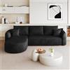 Bladez Divano angolare modulare a forma di L a 3 posti, in ciniglia, curvo | Divano Cloud Boneless da 266 cm, senza montaggio, rivestimento in ciniglia, seduta profonda, moderno divano lounge per