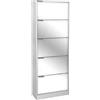 Gicos Mobile scarpiera Struttura in Legno 5 Ante Specchio Colore Bianco 63 * 24 * 180 cm PUR-770180