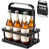 PickGenie Porta 6 Bottiglie Pieghevole Plastica Nero Cestello Trasporto Portatile | Cestello Portabottiglie con Manico per Bevande Campeggio Picnic Bar KTV Ristorante Grigliate Esterno