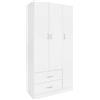 HM hemax HOME DESIGN HEMAX Armadio Guardaroba con 3 Ante e 2 Cassetti, Mobile - bianco | Mobile Organizzatore per Camera da Letto e Soggiorno, Struttura Robusta in Legno per Abiti e Accessori, Design Contemporaneo