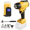 JOJOCY Pistola termica senza fili compatibile con Dewalt 18/20V con 4 ugelli 1 raschietto, pistola termica 300W 550°C con schermo LED per artigianato, tubi termorestringenti, resina e decorazione (giallo per