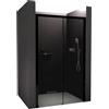 Bernstein Porta doccia nicchia scorrevole DX906 FLEX Nero opaco - vetro grigio Nano da 8 mm - larghezza selezionabile, Larghezza:1600mm