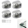 Maoggha 4 pezzi Supporto per vetro in acciaio inox regolabile, in vetro shelf brackets, supporto per ripiano in vetro bagno, mini morsetto in vetro, per mensole in bagno, salotti, hotel con lega di zinco