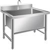 Generico Lavandino autoportante in acciaio inox commerciale cucina Freestanding Lavaggio a mano Lavello all'aperto Lavandino da Esterno di Utilità (120X60X80 cm)