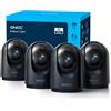 GNCC 2K Telecamera WiFi Interno 2.4/5GHz Visione Notturna Nero(Pack da 4) | Telecamera per Cani/Gatti/Animali, SD/Cloud, Audio Bidirezionale, Rilevamento/Tracciamento di Movimento, Allarme, 360°, Alexa