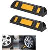 Suusolny Set di 2 fermaporta in gomma per parcheggio, 60 x 12 x 10 cm, con strisce riflettenti per parcheggi, garage