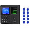 Ossentry Sistemi di sicurezza con impronte digitali Presenze Presenze Macchina per Azienda con Interruttore Porta, Alimentatore, 10pcs ID 125KHZ Portachiavi, (lucchetto)