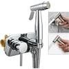 BONJUME Kit Doccino Bidet Acqua Calda e Fredda, 2 Modalità di Getto con Soft e Potente Idroscopino WC da Incasso Cromato Set Doccetta in Ottone con Miscelatore Flessibile 1,5m per Igiene e Animali