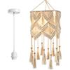 EQULIUS Lampada a sospensione bohémien, lampada a sospensione in rattan fatto a mano, elegante lampada a sospensione intrecciata, realizzata a mano, per soggiorno e camera da letto, 30 × 85 cm (senza