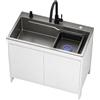 Lsoiup Lavello da Cucina Autoportante con Mobile Lavandino da Esterno Acciaio Inox | lavatoio con mobile, Rubinetto per acqua calda e fredda, per cucina, giardino, esterno, officina, lavanderia, campeggio
