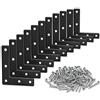 Yxmohala Raccordo angolare piatto a forma di L, 12 pezzi, nero, 90 gradi, angolo piatto in metallo con viti, 80 mm x 80 mm, morsetti angolari piatti per armadi, tavoli, sedie