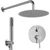 Inbagno Set Doccia Completo Con Miscelatore A Incasso Con Deviatore, Soffione 30 Cm, Braccio 35 Cm E Kit Doccino In Acciaio Inox Satinato Linea York