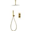 NOLUXA IMEX - Doccia a Incasso Termostatica a Soffitto Color Oro | Set Miscelatore a Incasso con Soffione e Effetto Pioggia Anticalcare | Doccia a Incasso con Miscelatore in Ottone e Acciaio Inox