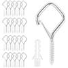 veyaltedl Gancio Soffitto,Gancio Muro,20PCS 2.2x0.98in Argentato Occhielli a Vite,Ganci a Soffitto a Vite per Catene Luminose,Gancio Avvitabile per Campanelle Lanterne Catene Luminose Decorazioni Natalizie