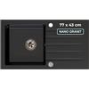 empiria SINK QUALITY SINK Quality Lavello Cucina Nero 77x43 cm, Lavandino Granito 1 Vasca da Incasso, Sifone Automtico Incluso, per Base 45 cm, Design Antigraffio Resistente al Calore